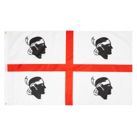 PHENO FLAGS Sardinia Flag - Sardinia Flag 90 x 150 cm with Brass Eyelets - Weatherproof Italy Flag for Flagpole - 100% Polyester