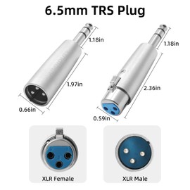 AIMHDUTY 1/4'' TRS to XLR Adapter 4-Pack, Balanced Quarter Inch 6.35mm to XLR Male/Female Adapters for Mixers, Microphones, Amplifiers