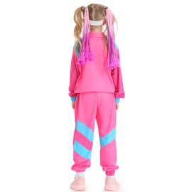 Nenahot Kids 80s Tracksuit Hip Hop Costume Retro Sportswear Sets 80s Colorblock Jacket Outfits for Boys Girls