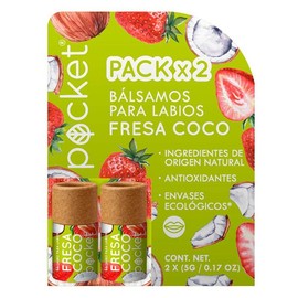 Pack Bálsamo Labial Pocket Fresa Coco 2 Piezas