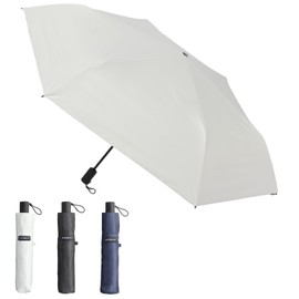 estaa 30225 Men's Parasol, Automatic Opening/Closing, Large Size, Light Blocking, Heat Blocking, For Both Sunny and Rainy Weather, UV [estaa] Men's Folding Umbrella, 22.8 inches (58 cm), white