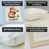 Capybara with Clover Leaf Cushion with Saying Viel Glück Cute