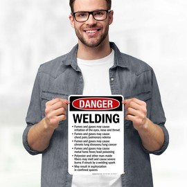 Danger Welding Fumes And Gases May Cause Irritation Of The Eyes Nose And Throat OSHA Sign, 10x7 Inches, 4 Mil Vinyl Decal Stickers Weather Resistant, Made in USA by My Sign Center