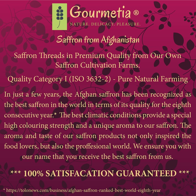 Gourmetia Saffron, Saffron Threads in Premium Quality 5 Grams -