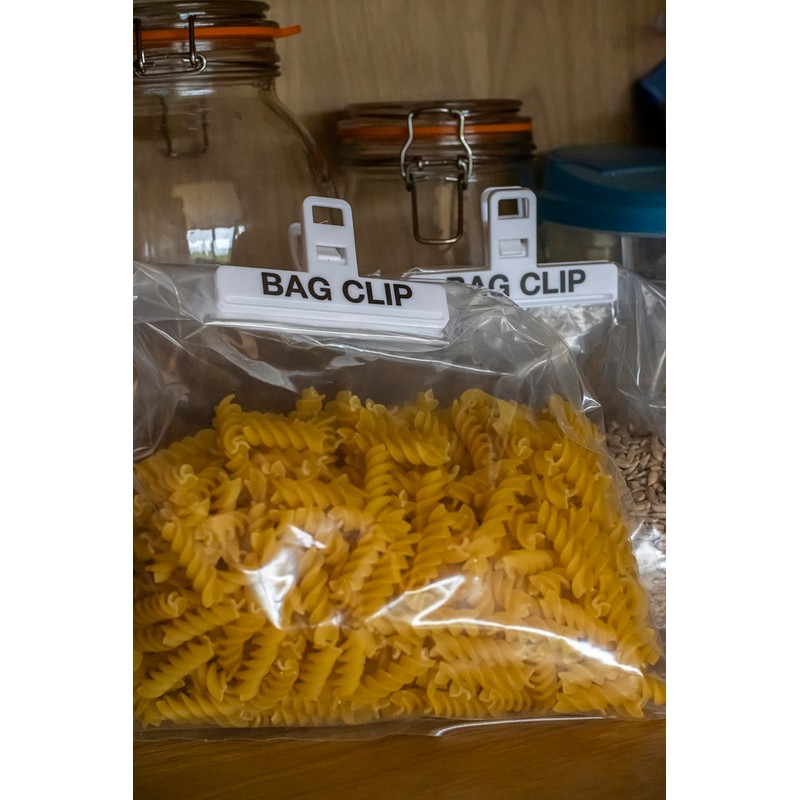 KitchenCraft Food Bag Clips, Plastic, White, Medium Binder Style Clamps,