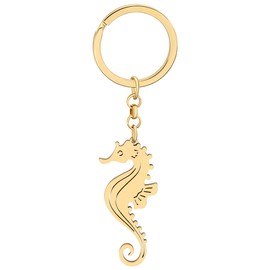 DALANE Stainless Steel Keyring Shark Turtle Crab Dolphin Seahorse Key Ring Ocean Animal Jewellery Gifts for Women Girls Decoration, 18k Gold-Plated Seahorse