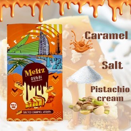 Meltz Dubai Chocolate – Salted-Caramel Knafeh Flavor 75g - Chocolate Bar with Silk Caramel & Knafeh Filling - Middle Eastern Premium Snack - Viral Gift Bar - Made in Dubai (Pack of 1)