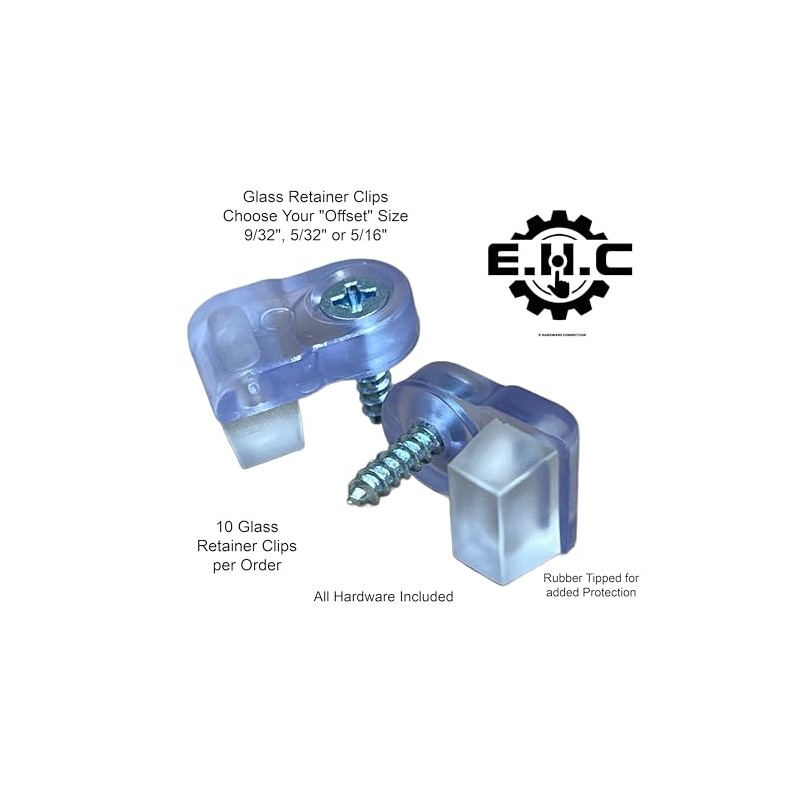 Glass Retainer Clips / “Clear “Glass Clips with All Hardware