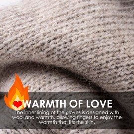 TOSWAKE Leather Gloves for Women 2 Pack, Winter Gloves Women PU Warm Thermal Wool Fleece Lined, Womens Gloves Touchscreen Texting for Driving Motorcycle Dress (Black+Khaki-L)