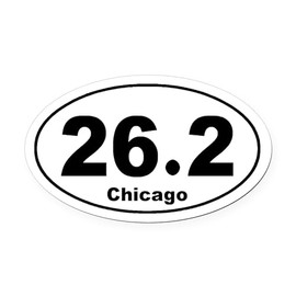 CafePress 26.2 Chicago Marathon Oval Car Magnet, Euro Oval Bumper Magnet