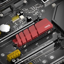 TEKQ M.2 2280 SSD heatsink, Double-Sided Heat Sink, with Thermal Silicone pad for PC M.2 PCIE NVMe SSD or M.2 SATA SSD (RED)