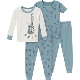 Gerber Baby Boys' Toddler Snug Fit 4-Piece Pajama Set, Guitars