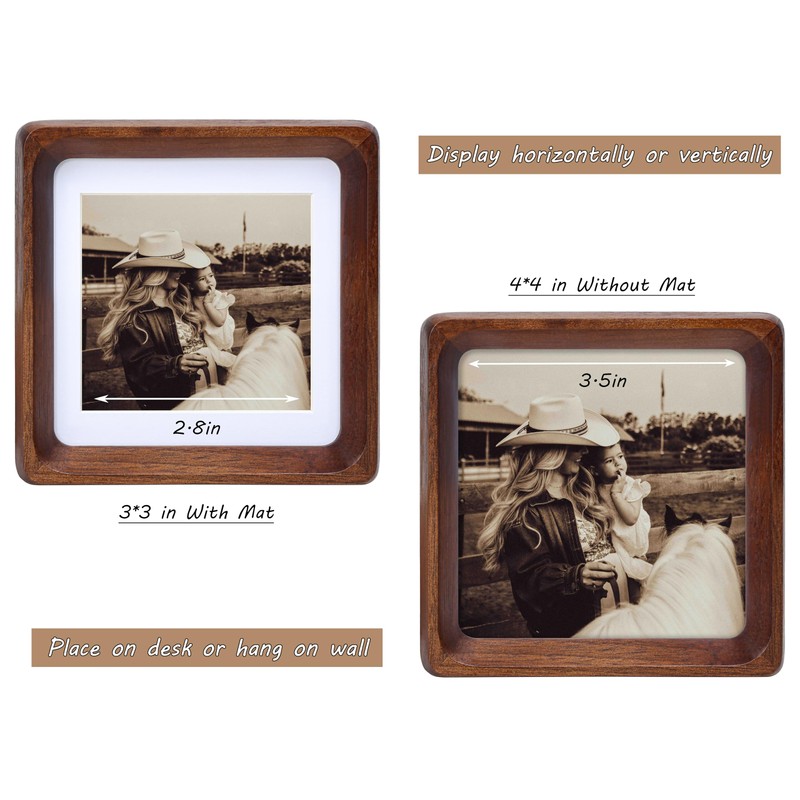 Gdfmsc Square 4x4 Picture Frame with Mat for 3x3, USA-Sourced