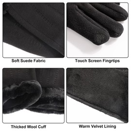 TAGVO Womens Winter Warm Touch Screen Gloves, Soft Fleece Lined Thermal Gloves, Ladies Windproof Soft Suede Mittens for Daily Dressing Driving Running Skiing Cycling