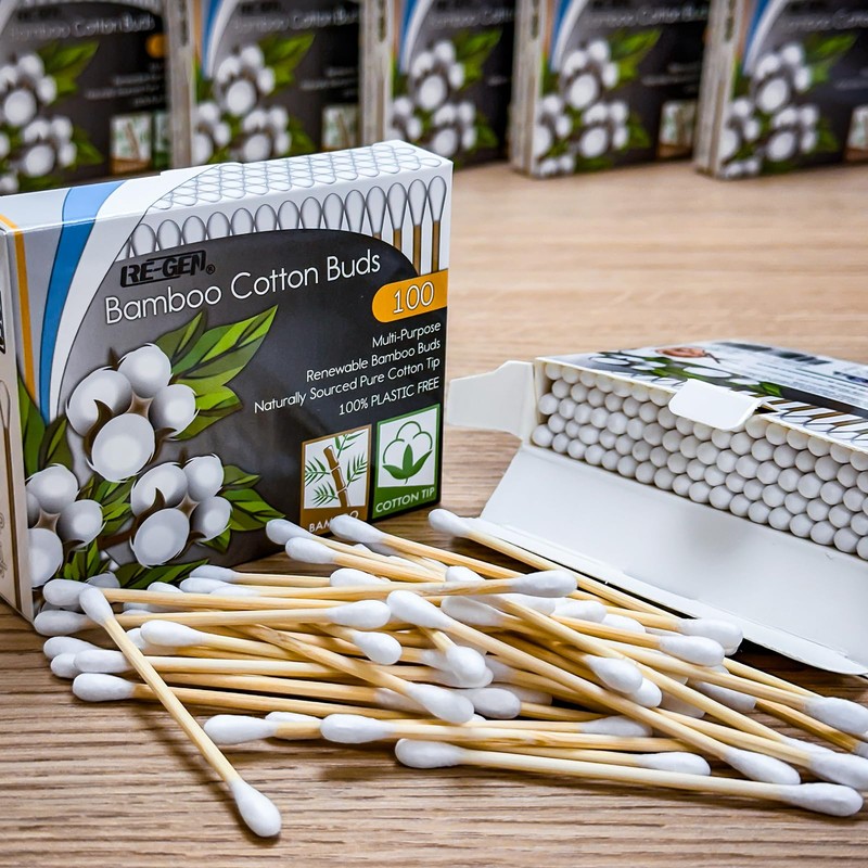 RE-GEN Bamboo Cotton Buds 200 Pack (2x 100pc Box) |