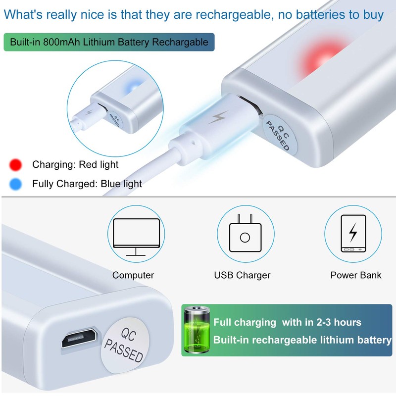 Closet Lights Motion Sensor 6 Pack Rechargeable, Wireless LED Under