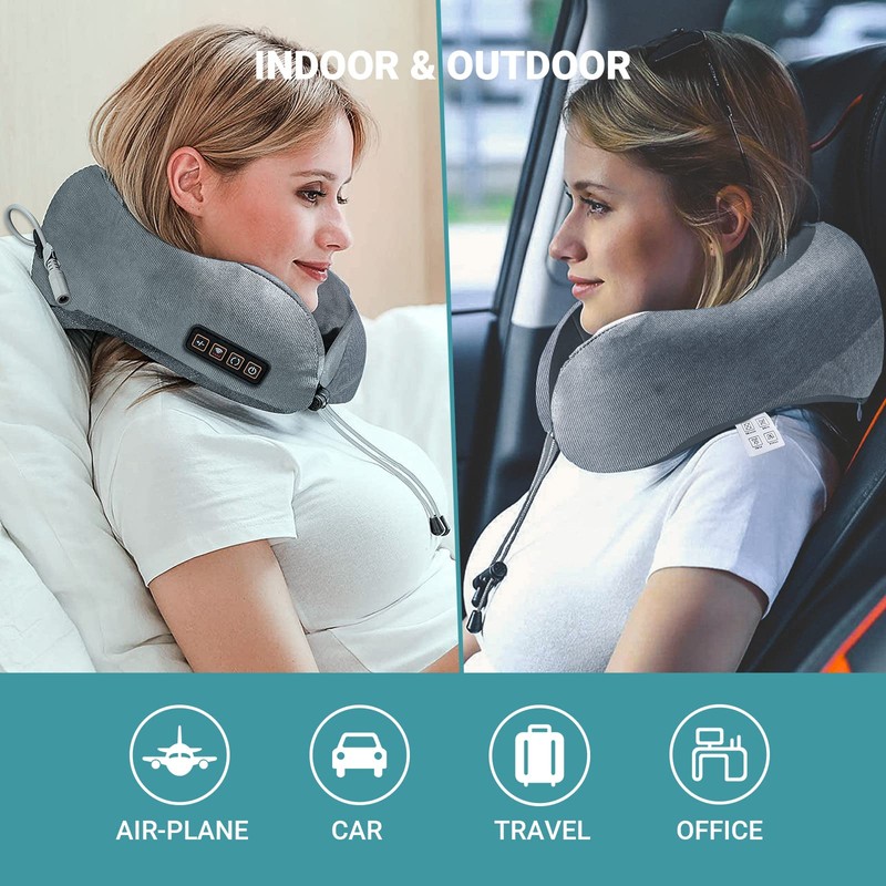 EEZEE Neck Pillow Massager with Heat U-Shaped Memory Foam Pillow