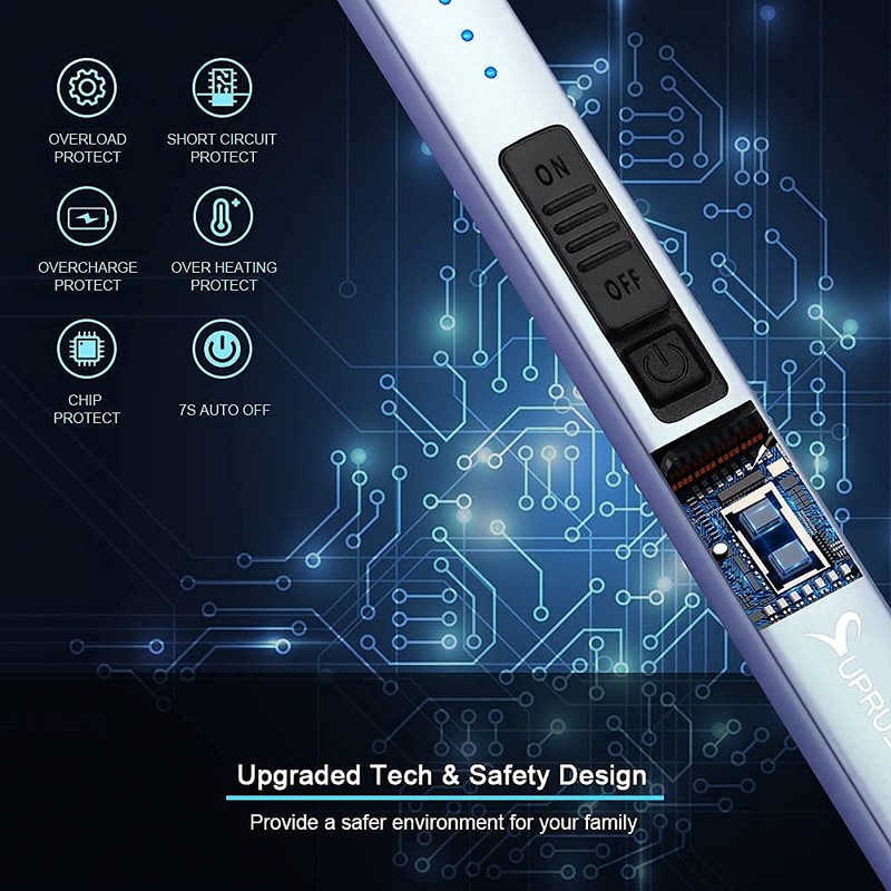 SUPRUS Electric Lighter Arc Windproof Flameless USB Rechargeable Lighter with