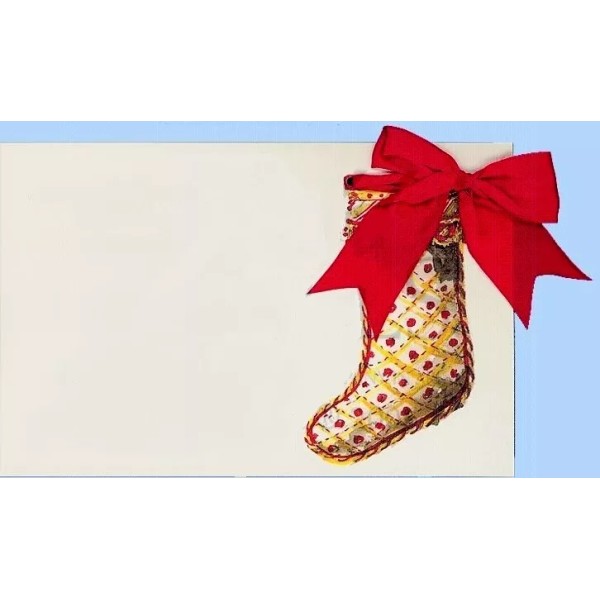 Odd Balls SCARLET STOCKING Blank Invitations w/RIBBON & Envelopes -