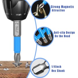 Arshany Magnetic Screwdriver Bit Set, 12pcs Phillips Cross Slot Screwdriver Bit Set, 1/4 Inch Hex Shank 2 Inch/50 mm Length S2 Steel Phillips Head Drill Bits for Power Screwdriver Drill Impact Driver