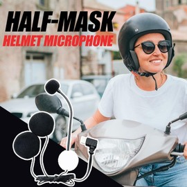 Helmet Microphone and Speaker - Motorbike Helmet Microphone | Noise-Cancelling High-Definition Half-Face Waterproof Type-C Plug Headphones for Interviews Vlogging
