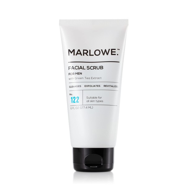 MARLOWE. No. 122 Men's Facial Scrub 6 oz | Light Daily Exfoliating Face Cleanser | Fresh Sandalwood Scent | Includes Natural Extracts
