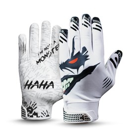 XEZROX WEAR Football Gloves Supar Tacky Grip for Youth Football Gloves & Adult Sizes Football Gloves Youth Boys 8-12 | Superior Football Receiver Gloves for Peak Performance, Black White