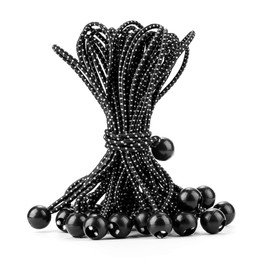 Cartman 90 Pack 11 Inch Ball Bungee Cords Canopy Ties with Elastic String for Canopy, Tarp, Straps, Tent, Black