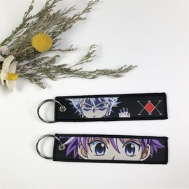 Gearcatweel 1 Pack Anime Keychain Tag Jet Tag Key Chain Cartoon Embroidered with Key Ring - EDC for Motorcycles, Scooters,ATV,Car and Anime Gifts KH-01