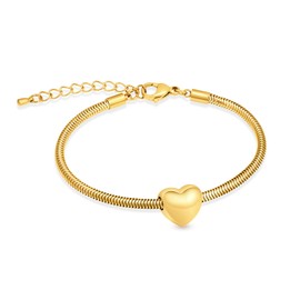 shajwo Cremation Jewelry Mini Heart Urn Bracelet for Ashes for Women Men Memorial Keepsake Snake Chain Link Bracelet,Gold