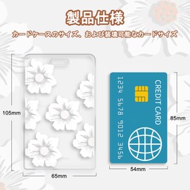Newseego Pass Case, Commuter Passcase, Cute, Women's, IC Card Case, Slide Cover Design, Thin, Vertical, Keyholder, Strap, Employee ID Card, IC Card, Work or School, Floral Pattern, Clear, Double-Sided