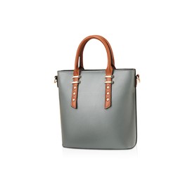 NICOLE & DORIS Lightweight Plain Handbag for Women PU Leather Shoulder Bag Ladies Tote Purse Clutch Bucket Bags Designer Crossbody Bag Top-Handle Bag Grey