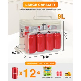 esouler Lunch Box for Women/Men Insulated Lunch Bag Large Capacity Reusable Lunch Tote Leak Proof Lunch Bags for Work Picnic, Beige