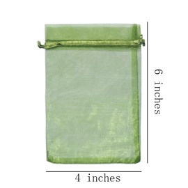 4x6 inch Organza Gift Bags with Drawstring for Jewelry,Candy,100 Pc Light Green Sheer Fabric Clear Mesh Wrap See Through Sachet for Baby Shower,Birthday,Christmas,Party Favors,Bridal Shower,Wedding