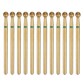 sourcing map 12pcs 100-120 Grits Diamond Grinding Bit 3.5mm Ball Head 2.35mm Shank 3.5mm Length Titanium Plated Stone Sanding Drill Bits Rotary Tool for Nails Grinding Polishing
