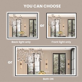 Amorho 24"x 30" LED Bathroom Mirror with Black Frame, Front Light and Backlit(Controlled Separately), Stepless Dimmable, Anti-Fog, Shatter-Proof, 3 Colors, Memory