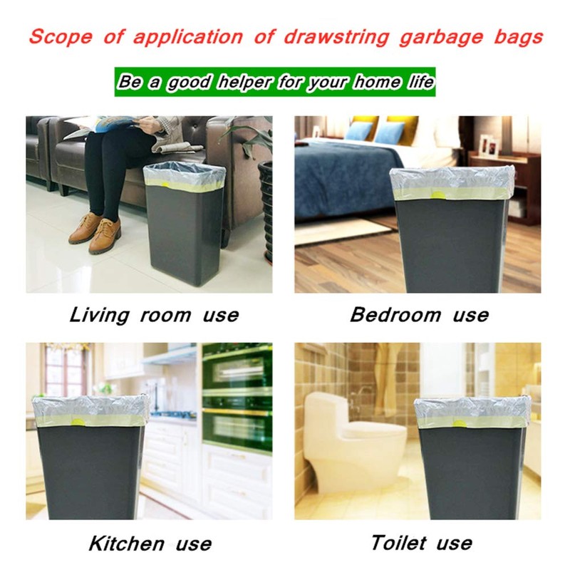 RTBQJ-AT Trash Bags with Carry Handle, Tear-Resistant and Liquid-Proof (12