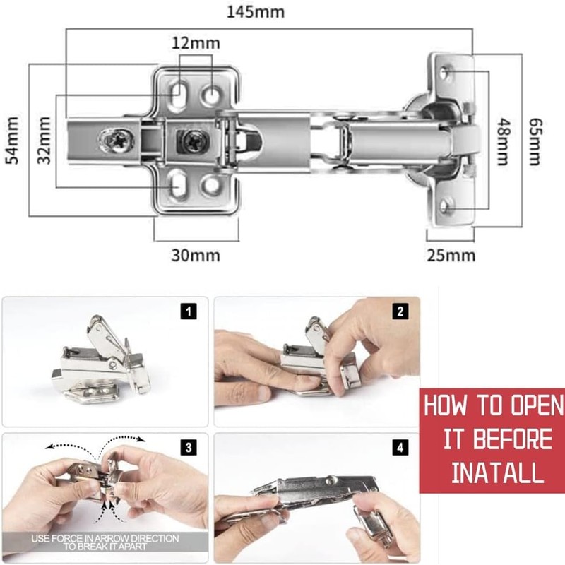 2 Pcs Kitchen Cabinet 165 Degree Full Overlay Hinges Frameless
