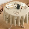 Wracra Macrame Waterproof Table Cloth, Farmhouse Linen Style Round Table
