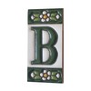 Ceramic House Tile Numbers & Letters, Green Floral Design, Tile