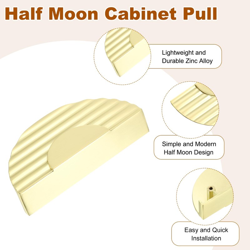 sourcing map 2 Pack Half Moon Cabinet Pull, 2.52" Hole