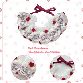 Hjvvr Lace Rose Cat Bib,1pc Dark Red Pet Bib,Adjustable Kitty Bib Decoration
