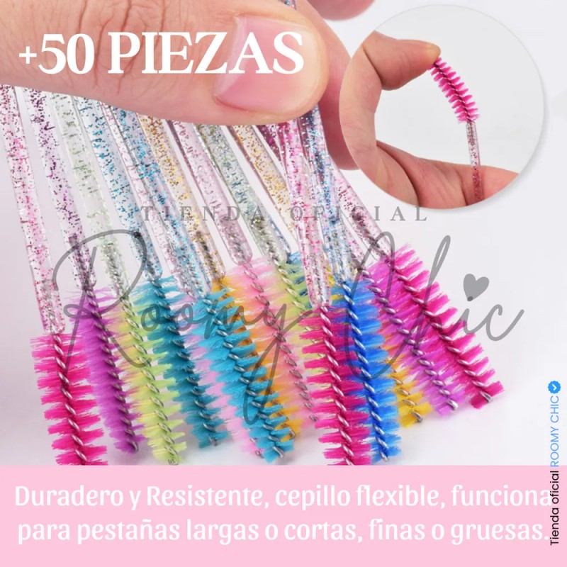 50 Pares Parches 50 Cepillos Glitter 100 Microbrush Pestañas