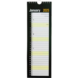 2025 Slim month to view spiral bound wall planner calendar black and white