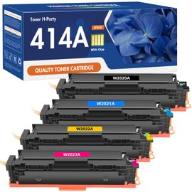 Toner H-Party 414A Toner Cartridge 4 Pack M479fdw Compatible Replacement for HP 414A Toner Cartridge 414X W2020A Color Laserjet Pro MFP M479fdw M479fdn M454dw M454dn Printer Ink with Chip Black Cyan Yellow Magenta