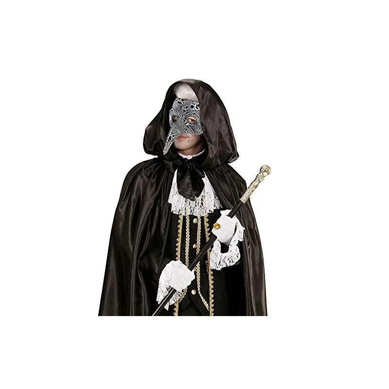 LONG NOSE VENETIAN MASK SILVER/BLK FOR FANCY DRESS ACCESSORY