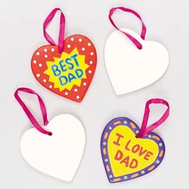 Baker Ross EV5425 Hanging Ceramic Heart Decorations (Pack of 5) For Kids to Decorate and Gift, 6cm