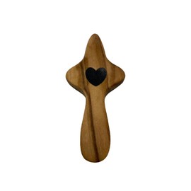 Cross My Heart Wooden Pocket Cross,Encouragement Stress Relief Prayer Fidget Toy,Religious Gift for Clutching Clinging Anxiety Relief,Christian Gift for Children and Adults (Olive)