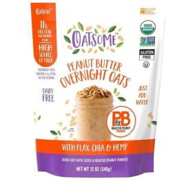 Oatsome PBfit Overnight Oats - Peanut Butter Flavor with Chia Seeds, Flax Seeds