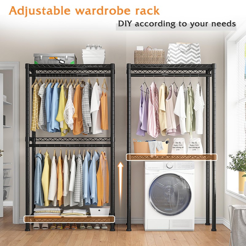 Raybee Clothes Rack 79''H Heavy Duty Clothing Rack with Wheels